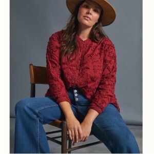 Anthropologie Pilcro The Whitney Textured Trapeze Button-down Sz small